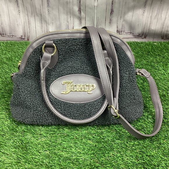Juicy Couture Gray Faux Sherpa Teddy Handbag - Picture 1 of 15